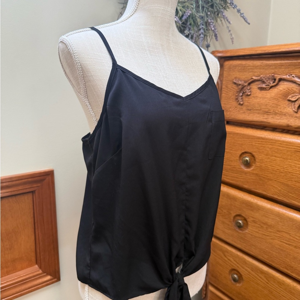 Elegant Black Camisole with Tie Detail